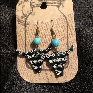 Boho Bull Skull Earrings with Turquoise Beads